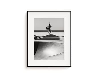 Venice Beach Skatepark Print: Black and White Skateboard Wall Art