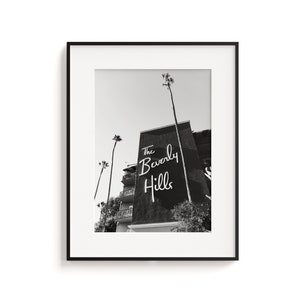 Stampa artistica di Beverly Hills Hotel Los Angeles - Hollywood Glam Wall Art Decorazione fotografica in bianco e nero Fotografia di viaggio di lusso in California