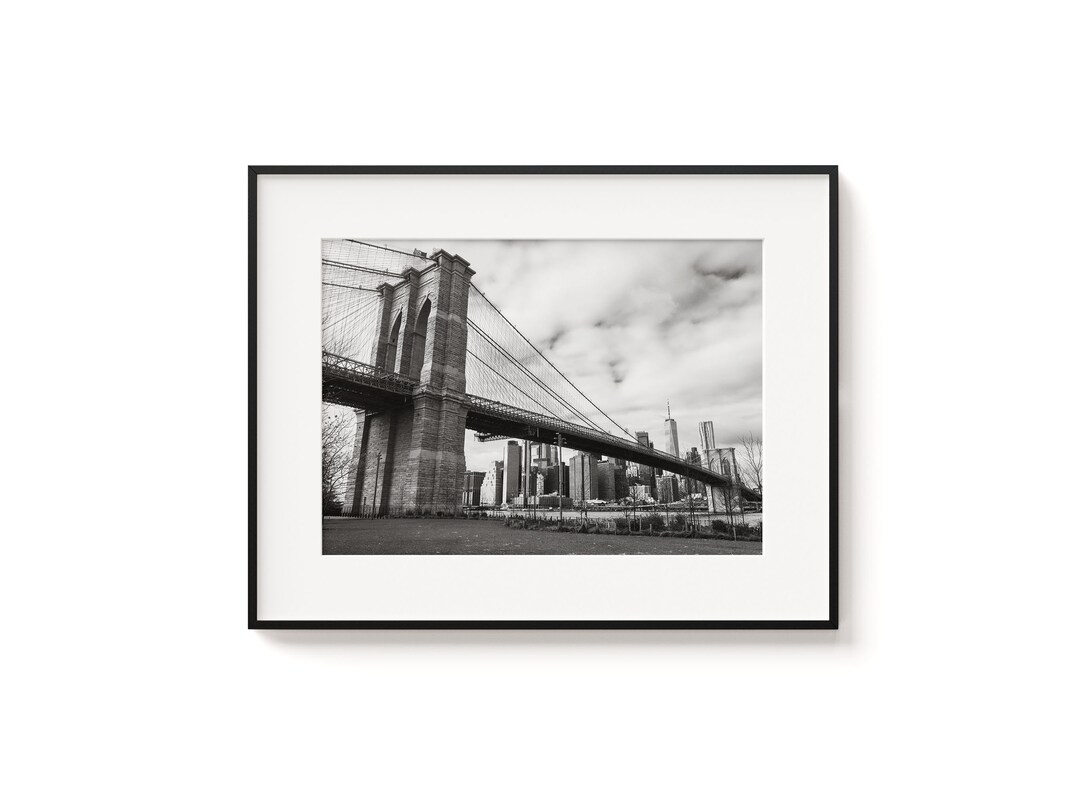 Brooklyn Bridge Black and White Photo Print - NYC Skyline Wall Art ...