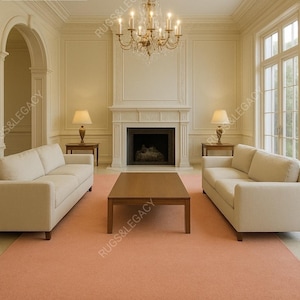 Handtufted Modern Solid Peach Pink Wool Area Rug For Bedroom Living Room Kitchen Nursery Entryway Office 4x6 8X10 9X12 10X14 4x4 Custom Rug