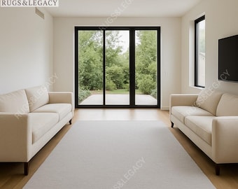 Hand-Tufted Light Grey Wool Rug: Minimalist Solid Area Rug