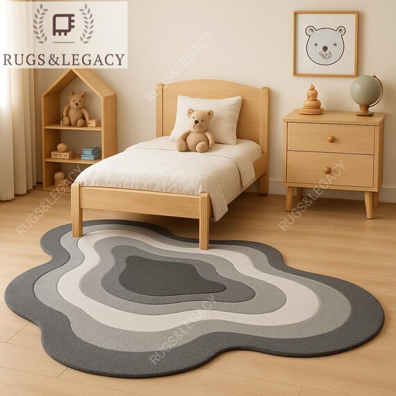 Hand Tufted Muted Grey Rug: Modern Irregular Eco-Friendly Rug (8x10)