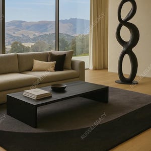 Hand-Tufted Wool Rug: Charcoal Grey & Black Boho Shadow Design