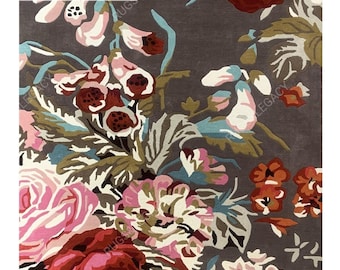 Hand-Tufted Wool Rug: Rosewood Sanderson Floral Design