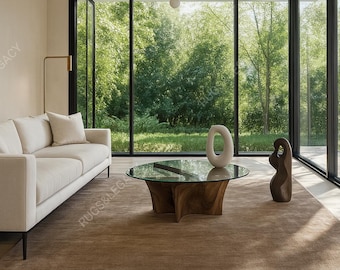 Hand-Tufted Wool Area Rug: NK Chestnut Brown, Modern Design