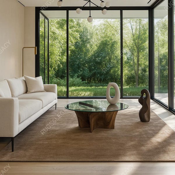 Hand-Tufted Wool Area Rug: NK Chestnut Brown, Modern Design