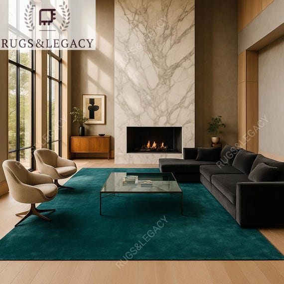 Hand-Tufted NK Emerald Green Rug – Plush Pile, Custom Sizes