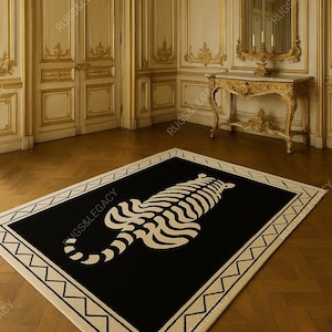 Bengal Tiger Wool Rug in 8x10 9x12 Area Rug Hand Tufted Wild Tiger Textured Rug for Living Room Playroom Bedroom Dining room Tiger Carpet