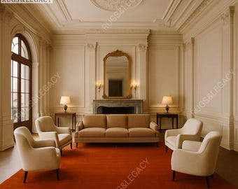Hand-Tufted Burnt Red Wool Rug: Modern Solid Area Rug