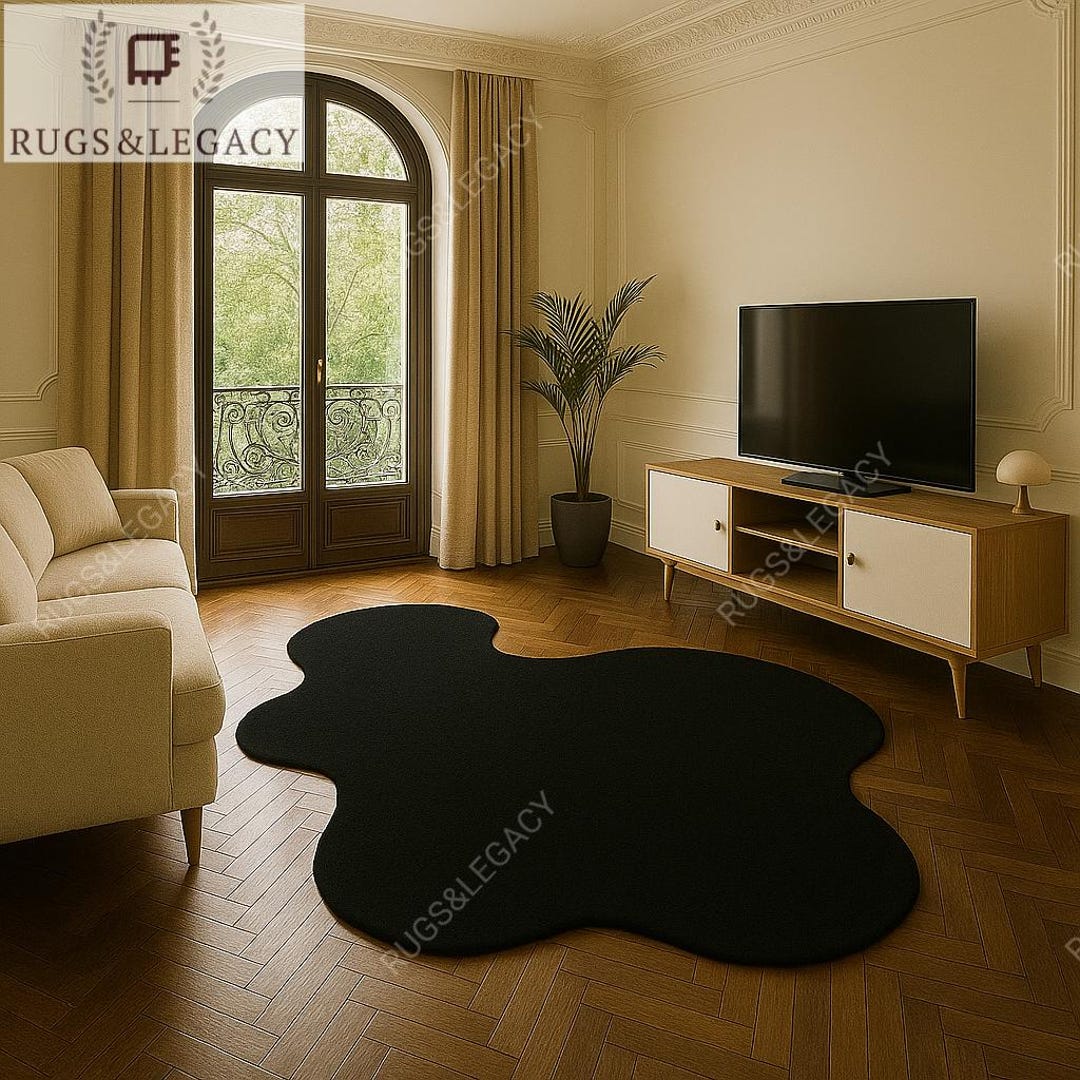 Shadow Custom Rug Handmade Modern Black Cloud Irregular Rug 8x10 9x12 Custom Aesthetic ...