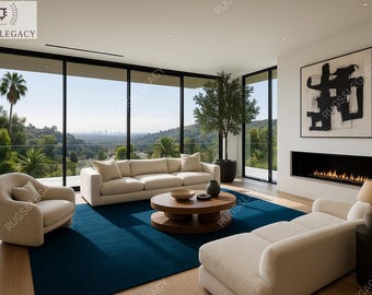 Hand-Tufted Deep Blue Wool Rug: Custom Solid Area Rug