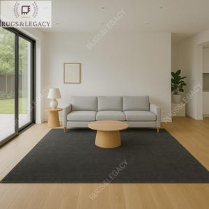 Hand-Tufted Modern Dark Grey Wool Rug: Minimalist Area Rug