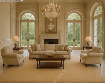 Handmade Solid Beige Wool Rug: Versatile Area Rug, Custom Sizes