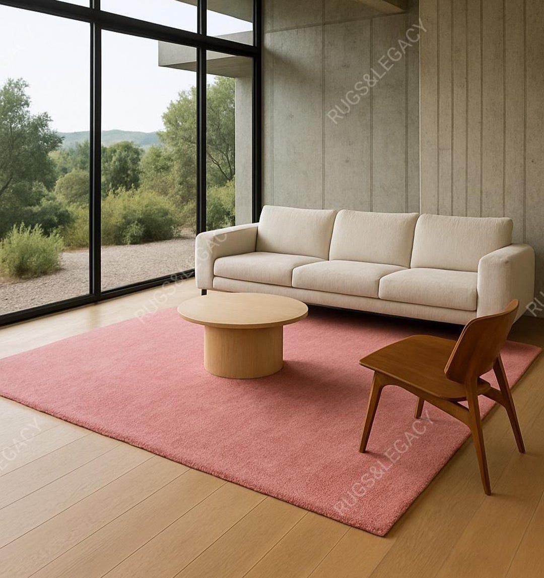 Rust Rose Rug Hand-tufted Dusty Rose Wool Rug: Modern Solid Color, Custom Size - Etsy