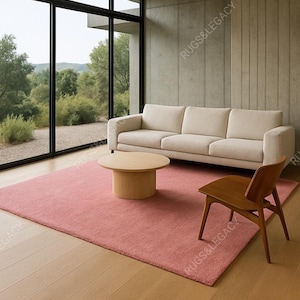 Handtufted Modern Solid Pink Color Wool Area Rug For Bedroom Living Room Kitchen Nursery Entryway Office 8X10 9X12 10X14 4x4Custom Rug
