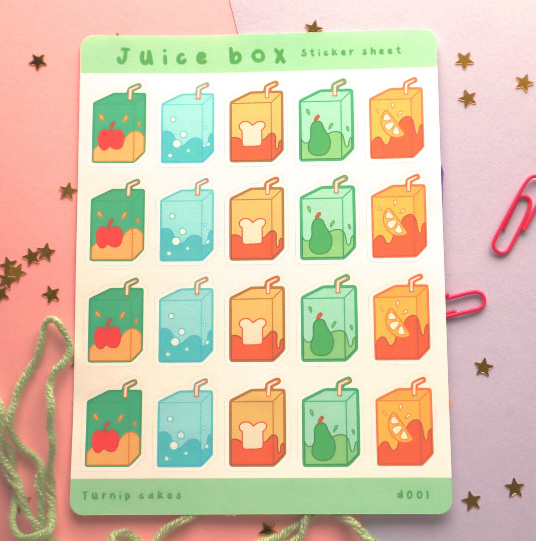Juice Box Sticker Sheet Large Sticker Sheet Planner Etsy