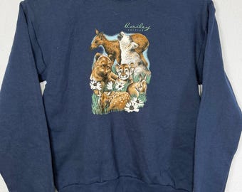 Sudadera vintage Jerzees Bailey CO Youth L Wildlife Naturecore Cottagecore