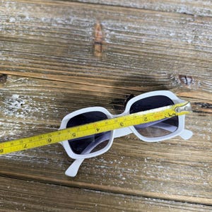 Vintage White Chunky Square Sunglasses Mod Retro Oversized Minimalist Coastal image 6