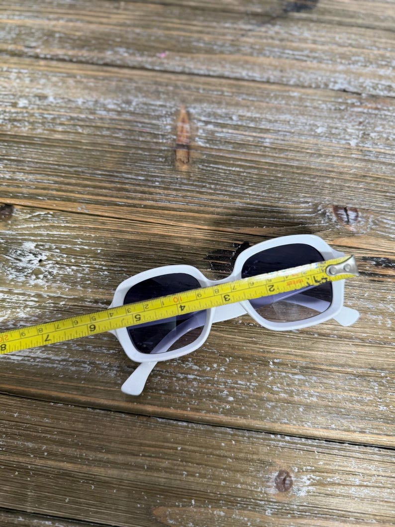 Vintage White Chunky Square Sunglasses Mod Retro Oversized Minimalist Coastal image 6