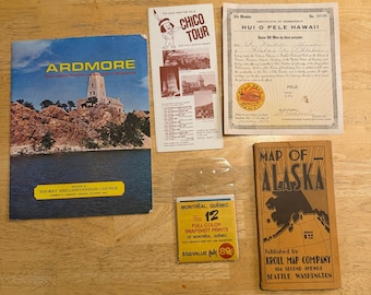 Vintage Travel Ephemera Lot of 5 Alaska Hawaii Montreal Brochures Maps Retro