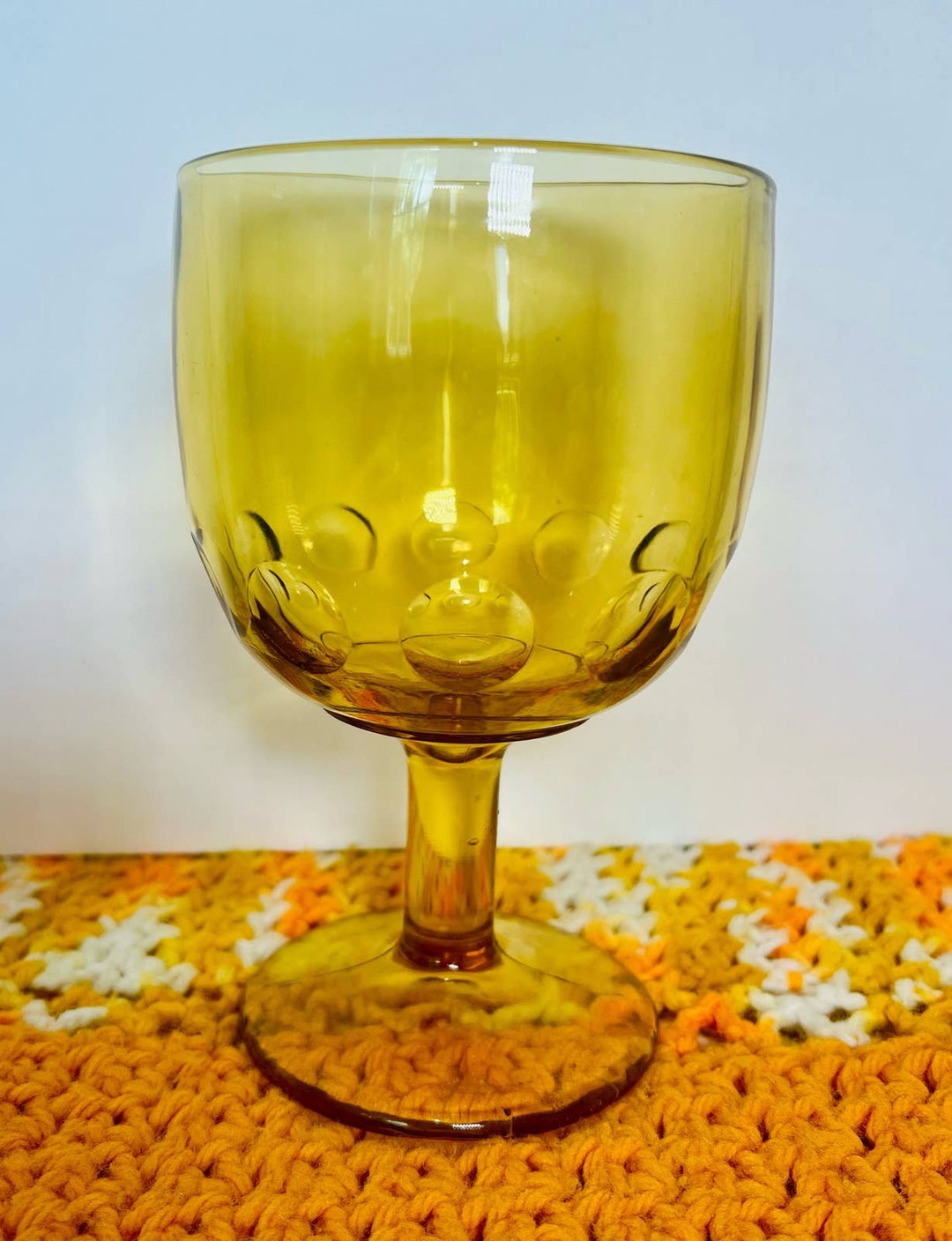 Bartlett Collins Thumbprint Goblet Amber Etsy