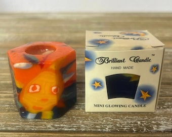 Vintage Y2K Candle Celestial Candles Mini Glowing Sun and Moon Yellow Blue