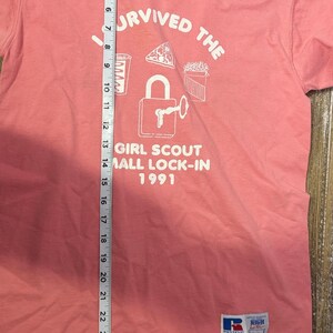 Vintage Girl Scouts T-Shirt 1991 Mall Lock In Retro Emo Preppy Pink Women’s Small image 8