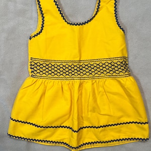 Vintage Toddler Dress 60s Handmade Yellow Rick Rack Trim Sleevelessm 18 Mos?