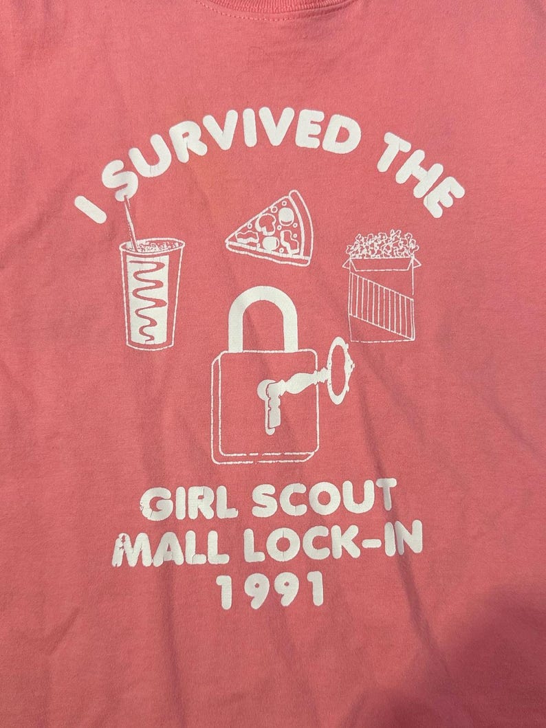Vintage Girl Scouts T-Shirt 1991 Mall Lock In Retro Emo Preppy Pink Women’s Small image 4