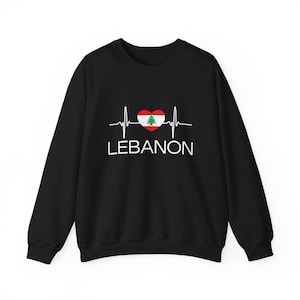 Lebanon Heartbeat Crewneck Sweater | Lebanon Sweater | Lebanese Hoodie | Lebanon Hoodie | Lebanon