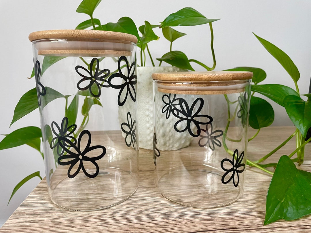 Bamboo Canisters With Flower Decal 1000ml 750ml and 500ml Etsy