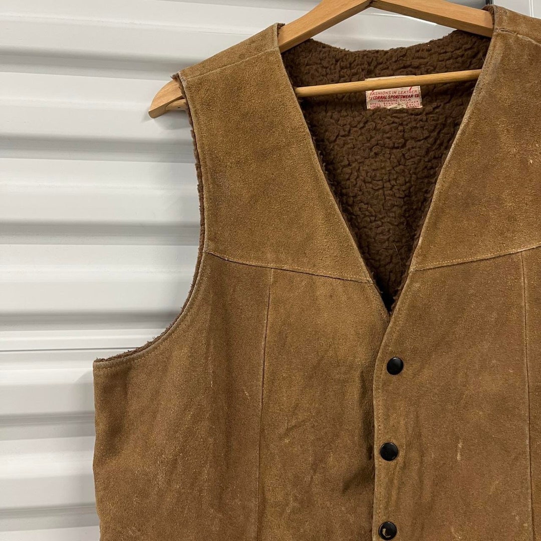 Vintage 1950s Sherpa Lined Leather Oklahoma Western Style Etsy