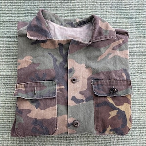 Vintage Cotton Camo US Marines Military Button Up Shirt Sz L