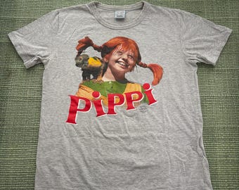 Pippi Longstocking/Langstrump Tee Shirt Logoshirt Sz M