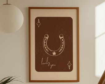 Lucky You Wall Art | Western Playing Card Print | Rustic Cowboy Decor | Country Farmhouse Printable