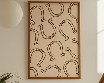Howdy Horseshoe Wall Art • Western Cowboy Poster • Ranch Decor • Country Wall Art • Rustic Nursery Boys Print • Lucky Horseshoe Print