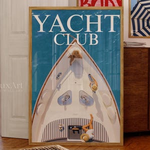 Yacht Club Poster, Vintage Sailboat Magazine Print, Summer House Poster, Luxury Print, Old Money Aesthetic Summer Poster, Coastal Wall Art