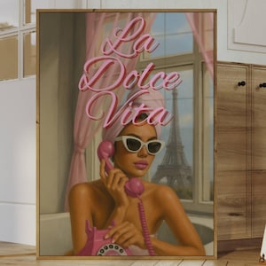 La Dolce Vita Y2k Wall Art Trendy Print, Trendy Collage Apartment Print, Pink Stylish And Cool Girl Aesthetic Art for Teen & Dorm Room