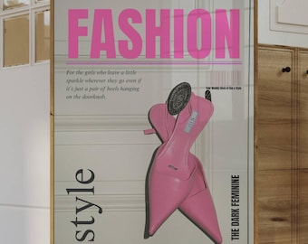 Trendy Collage Apartment Print, Black And White Y2k Fashion Print, Feminist Pink Stylish And Cool Girl Aesthetic Art for Teen & Dorm Room