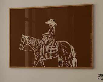 Cowgirl Wall Art | Western Female Cowboy Print | Rustic Farmhouse Decor, Rodeo Girl Poster, Country Western Wall Art Print