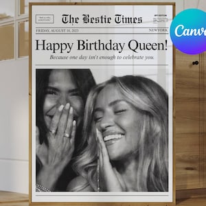 Custom Newspaper Gift for Best Friend, DIY BFF Newspaper Pint, Personalize Printable Headline Print, Roommate Wall Art, Custom Newspaper Art