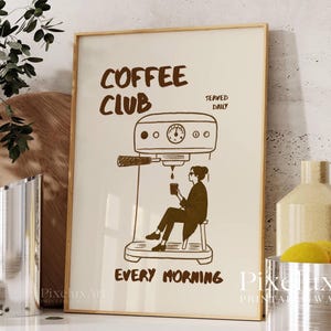 Club Coffee Wall Art, Retro Coffee Poster, Coffee Cart Print, Coffee Station Decor, Coffee Lover Art, Coffee Bar Print Art, Coffee Vibes