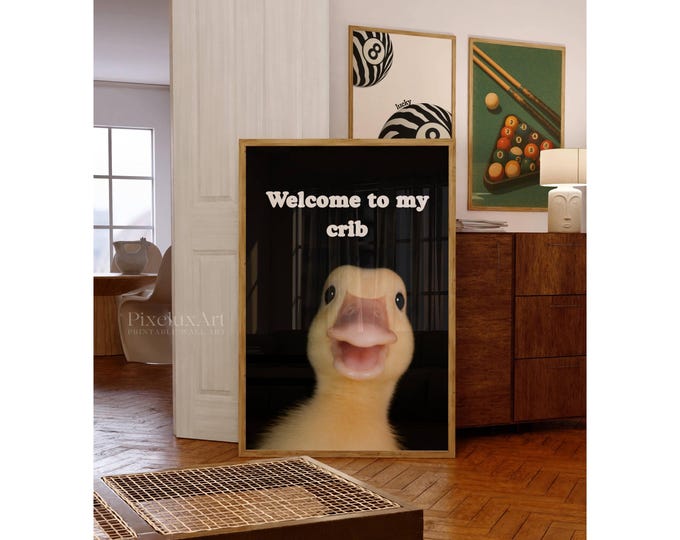 Welcome to My Crib Duck Wall Art, Collage Dorm Room Wall…