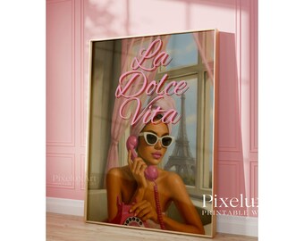 La Dolce Vita Y2k Wall Art Trendy Print, Trendy Collage Apartment Print, Pink Stylish And Cool Girl Aesthetic Art for Teen & Dorm Room, image 4