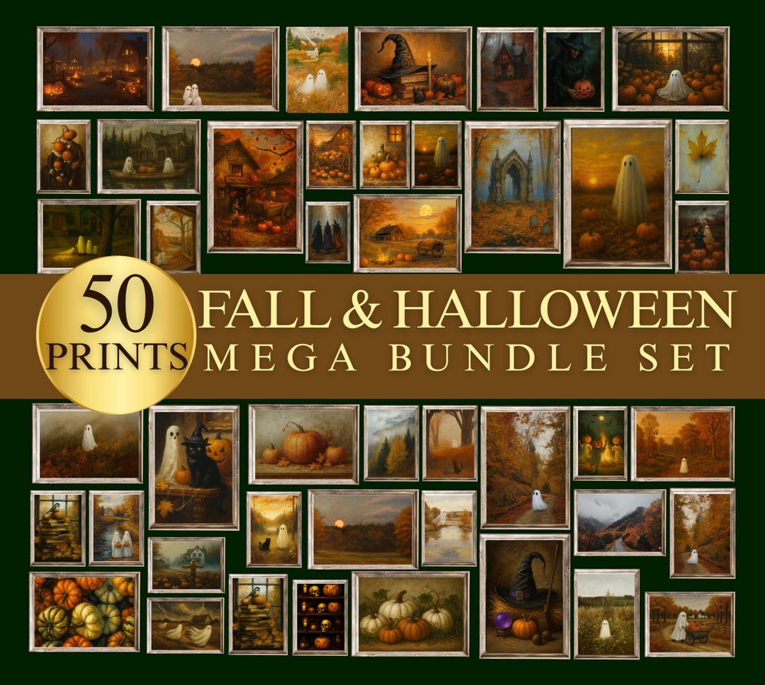 Moody Fall Halloween Wall Art Bundle Set | Vintage Autumn Print ...