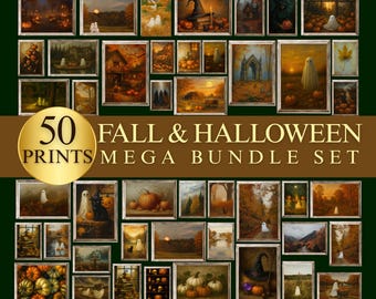 Moody Fall Halloween Wall Art Bundle Set | Vintage Autumn Print, Aesthetic Fall Frame Tv Art Set, Gallery Wall Decor, Cozy Autumn Wall Decor, image 1