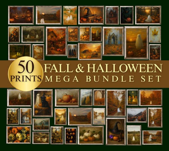 Moody Fall Halloween Wall Art Bundle Set