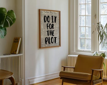 Do It For The Plot Newspaper Print – Trendy Wall Art, 70s Aesthetic Affirmation Poster, Retro Printable for Dorm, Apartment, Manifestation, image 10