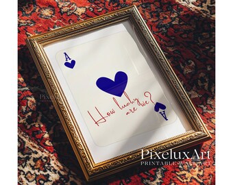 How Lucky Are We Print, Navy Ace of Hearts Wall Art, Playing Card Poster, Aesthetic Romantic Print, Trendy Apartment Decor, Ace Cards Poster, image 6