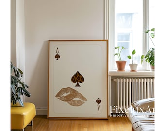 Leopard Ace Card Print, Neutral Beige Wall Art, Playing Card Poster, Soft Aesthetic Ace Print, Girly Room Print, Trendy Wall Art, image 6